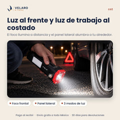 Luz frontal y panel lateral para trabajar de noche