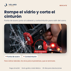 Martillo rompevidrios y cortacinturón de emergencia